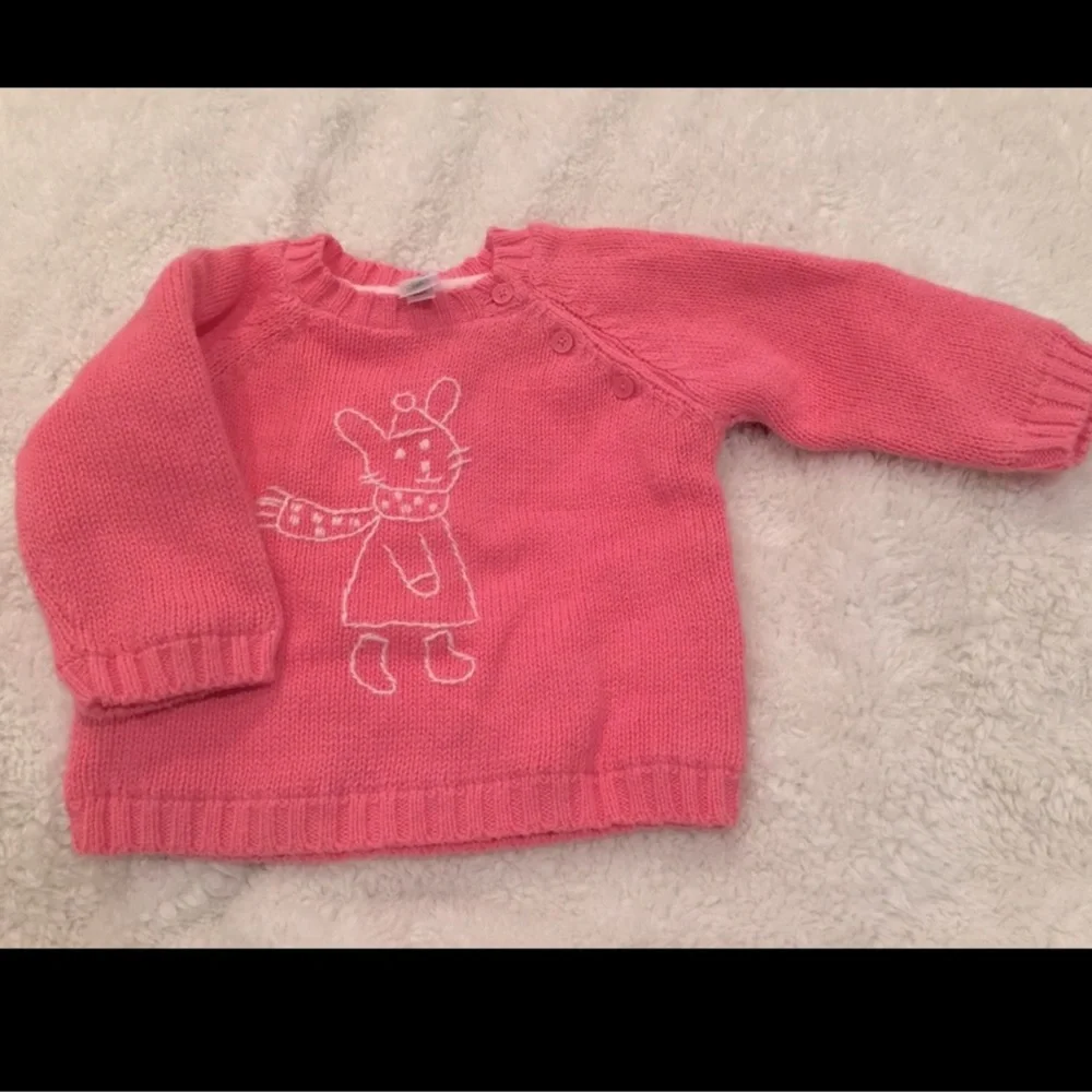 NWT | Baby Gap Embroidered Bunny Rabbit Sweater | Sweatshirt | Pink White